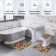 thumbnail image 6 of Summer Fruit Bathroom Rugs Set Watermelon Flowers Leaves Black Background Non Slip Absorbent Soft Bath Mats 3 Piece Set with Bathroom Rug, U-Shaped Floor Mat, Toilet Seat Cover Small Size, 6 of 9