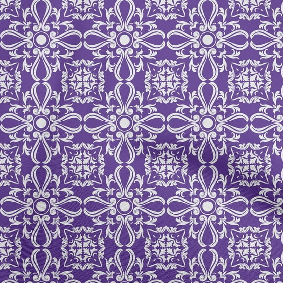 oneOone Cotton Flex Violet Fabric Asian Block Floral Sewing Material Print Fabric By The Yard 40 Inch Wide