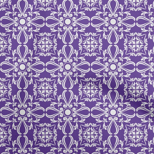 oneOone Polyester Spandex Violet Fabric Asian Block Floral Sewing Craft Projects Fabric Prints By Yard 56 Inch Wide