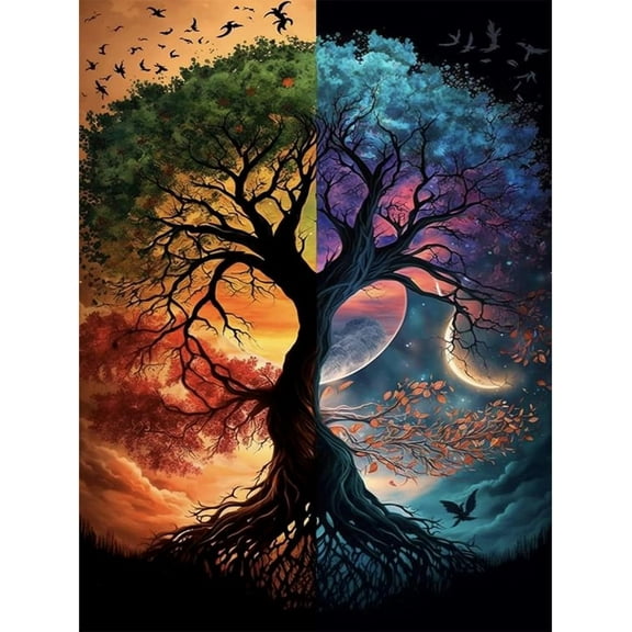 DIY 5D Diamond Painting Kit (For Adults) Diamond Painting "Tree of Life" - Full Diamond Crystal Rhinestone Embroidery Craft Kit, Can Be Used as Gift, Wall Decoration