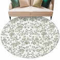 thumbnail image 2 of 8ft Round Rug, Sage Green Flower Non-Skid Rubber Backing Large Area Rugs - Living Room Bedroom Home Office, Vintage Farmhouse Boho Leaf Spring Indoor Floor Mat Carpets Washable Rug, 2 of 9