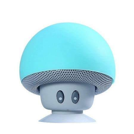 Bluetooth music holder cartoon small mushroom head BT speaker small suction cup creative mini mobile phone flat bracket portable outdoor small stereo black (Best Cup Holder Bluetooth Speaker)