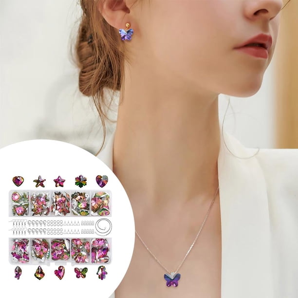 100 piezas de de cristal de cristal de forma mixta estrella flor colgante para collar pendientes joyería artesanía fabricación - roja Fernando Colgante de joyería