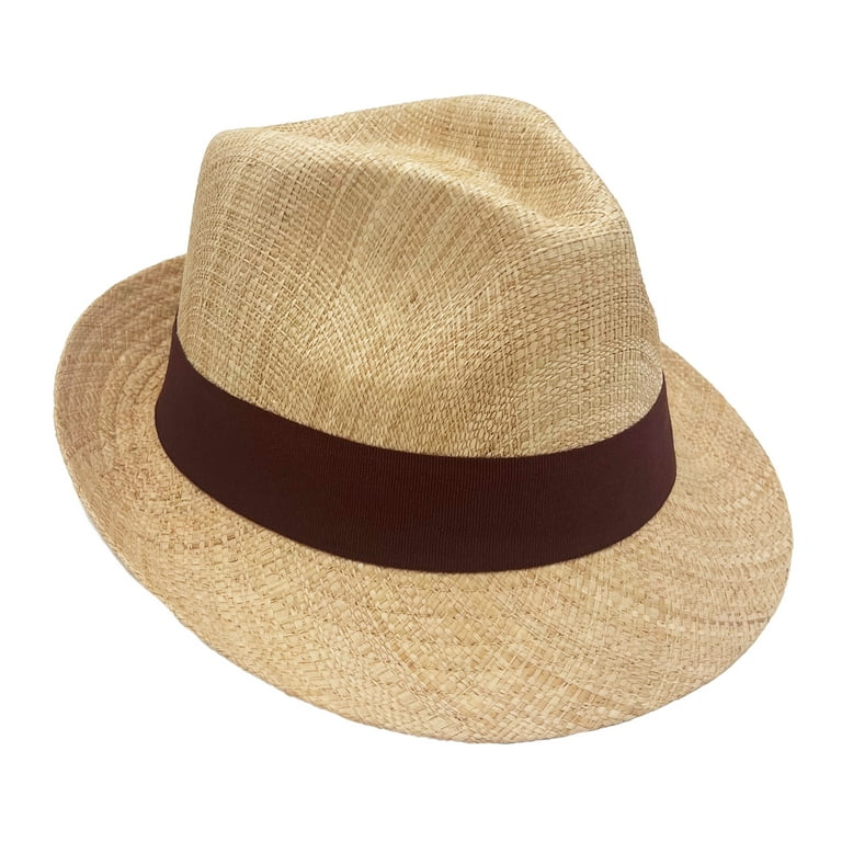 Panama Jack Premium Fedora Hat - Matte Raffia, Hat Liner, Structured 2 Brim (Medium)