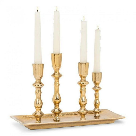 Set of 12 Rectangle Tray 5 Taper Candle Holder