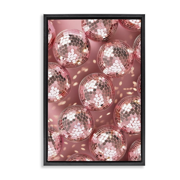 Stupell Industries Art Deco Disco Ball Shimmer Pattern Black Floating Frame Canvas Art, 17 x 25, by LSR Design Studio