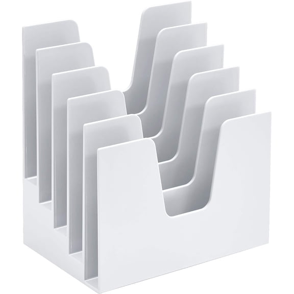 Acrimet 5 Section Incline File Sorter Organizer, Mail, Folder, Letter Desk Organizer, Rack for Office Organization Desktop (Plastic) (White Color)
