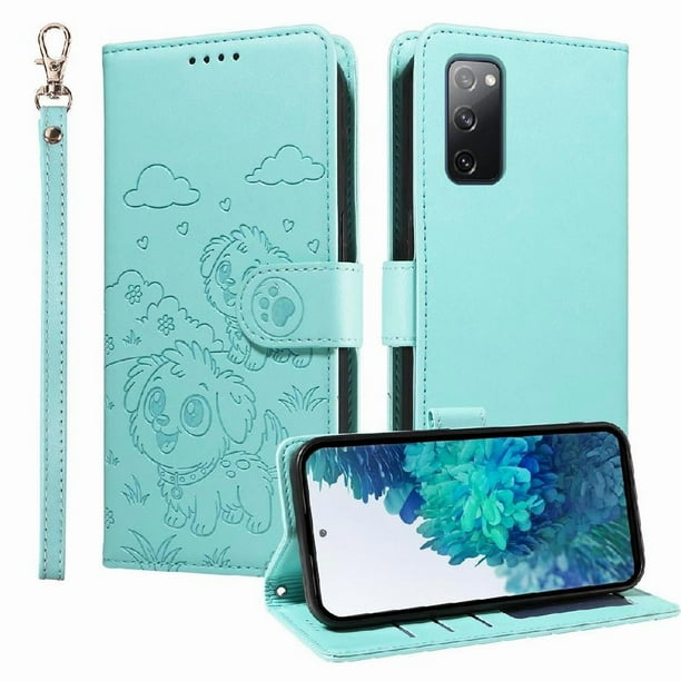 Funda Cartera GANGXUN con Diseño de Perrito en Relieve para Samsung Galaxy S20 FE , Protección 360° con Ranuras y Correa Desmontable