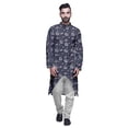 thumbnail image 1 of Atasi Kurta à Manches Longues Imprimé, Boutonné, Asymétrique, Kurta de Designer pour Garçons, 1 of 5