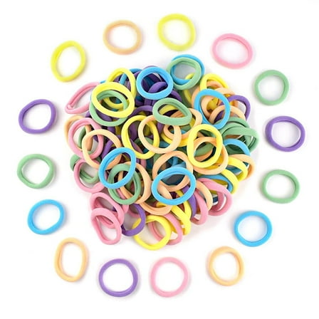 Tutuviw 300Pcs Baby Hair Ties Soft Polyerster Toddler Hair Ties No Crease Finger Hair Accessories Multicolor Small Hair Ties for Toddler Girls