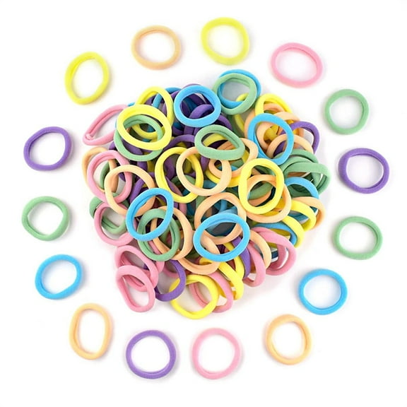 Tutuviw 300Pcs Baby Hair Ties Soft Polyerster Toddler Hair Ties No Crease Finger Hair Accessories Multicolor Small Hair Ties for Toddler Girls