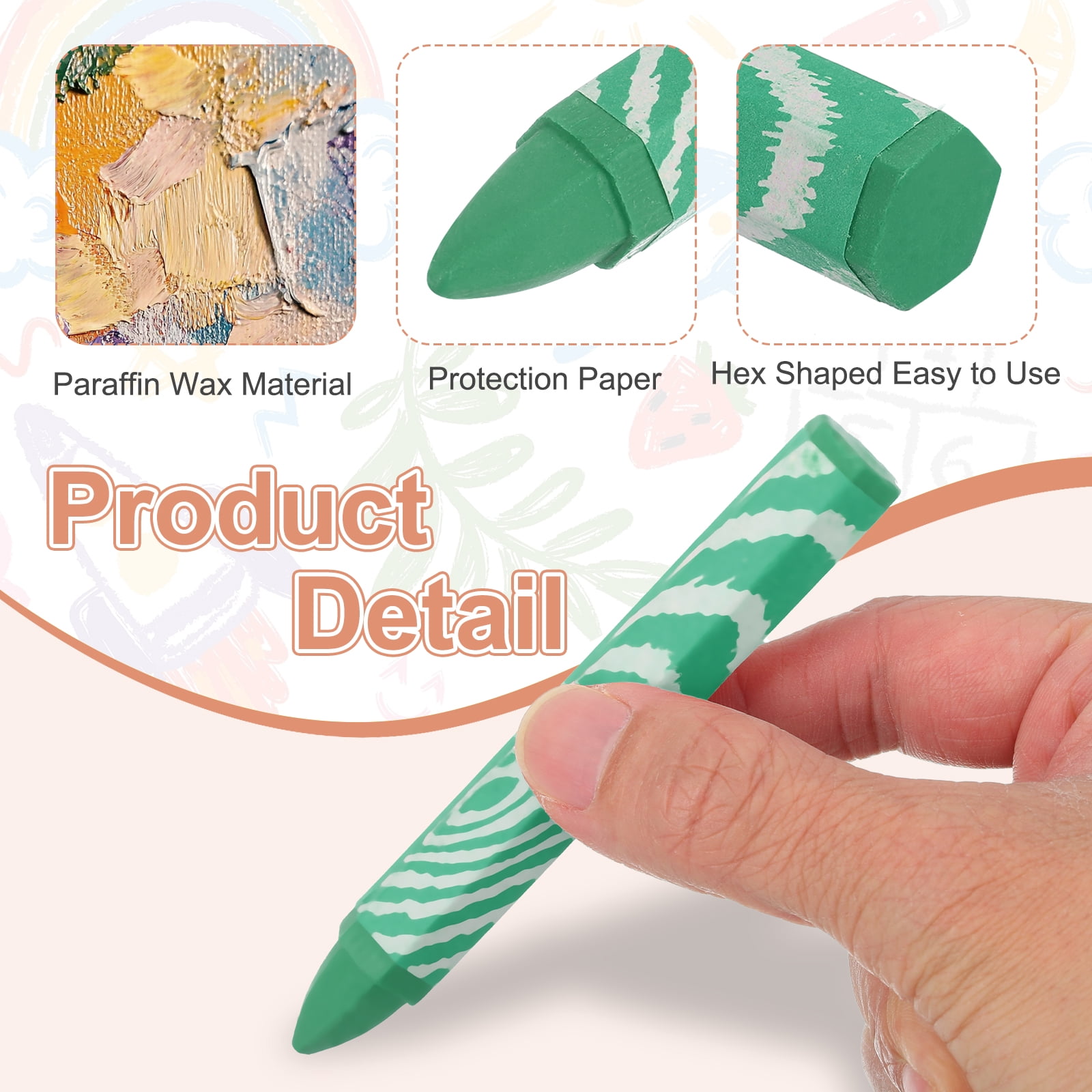 24Pcs Lumber Marking Crayons, 4.1" x 0.6" Hex Wax Tire Marker Pen Drawing Crayons for Wood Metal(Green)
