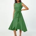 thumbnail image 3 of Midi Fall Dresses for Lady Women's Cocktail Dresses, Wedding Guest Semi Formal Midi Dress, Ruffle Flowy Evening Gowns Green M, 3 of 8