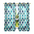thumbnail image 6 of Yayeee Window Curtains Light Filtering 63"x42" Grommet Panel Pair Home Living Room Decor, Blue Geometric Pattern, 6 of 7