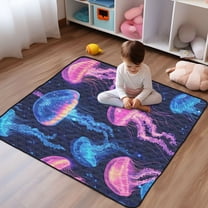 WOBOGO Luminous Jellyfish Baby Playmats Extra Large Waterproof Rollable Activity Pads for Toddlers 50×50inch