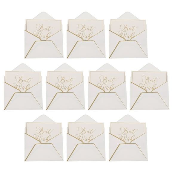 Raindrops 10Pcs Best Wishes Cards with Envelopes Premium Texture Blessing Cards for Greeting