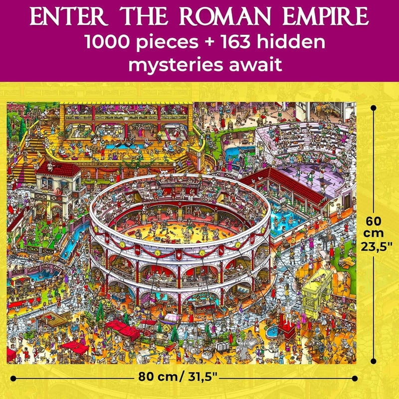Quokka 1000 Piece Puzzle for Adults – Roman Empire Colosseum Jigsaw – 163 Hidden Mysteries, 2 Secret Envelopes for Immersive Experience