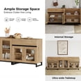 thumbnail image 6 of 3 In 1 TV Stand For Tvs Up To 100 Inch, Modern Entertainment Center With Glass Doors And Metal Legs, TV Console With Adjustable Shelf For Living Room, Bedroom,Oak, 6 of 11