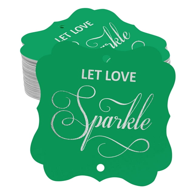 Inkdotpot Real Silver Foil Bracket Shape Paper Hang Tags Let Love Sparkle Wedding Favor Tags Pack Of 100