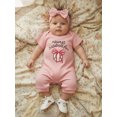 thumbnail image 3 of WIBACKER Ribbed Knit Romper and Headband Outfit Set for Newborn Baby Girls Infant Baseball Fan Short Sleeve Jumpsuit Summer Coming Home Clothes, 3 of 7