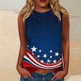 thumbnail image 1 of Frostluinai Chemises pour Femmes Chemises Rouges Blanches et Bleues Débardeurs Sans Manches à Étoiles Rayées Col Ras du Cou Débardeurs du 4 Juillet T-Shirts Grande Taille, 1 of 5