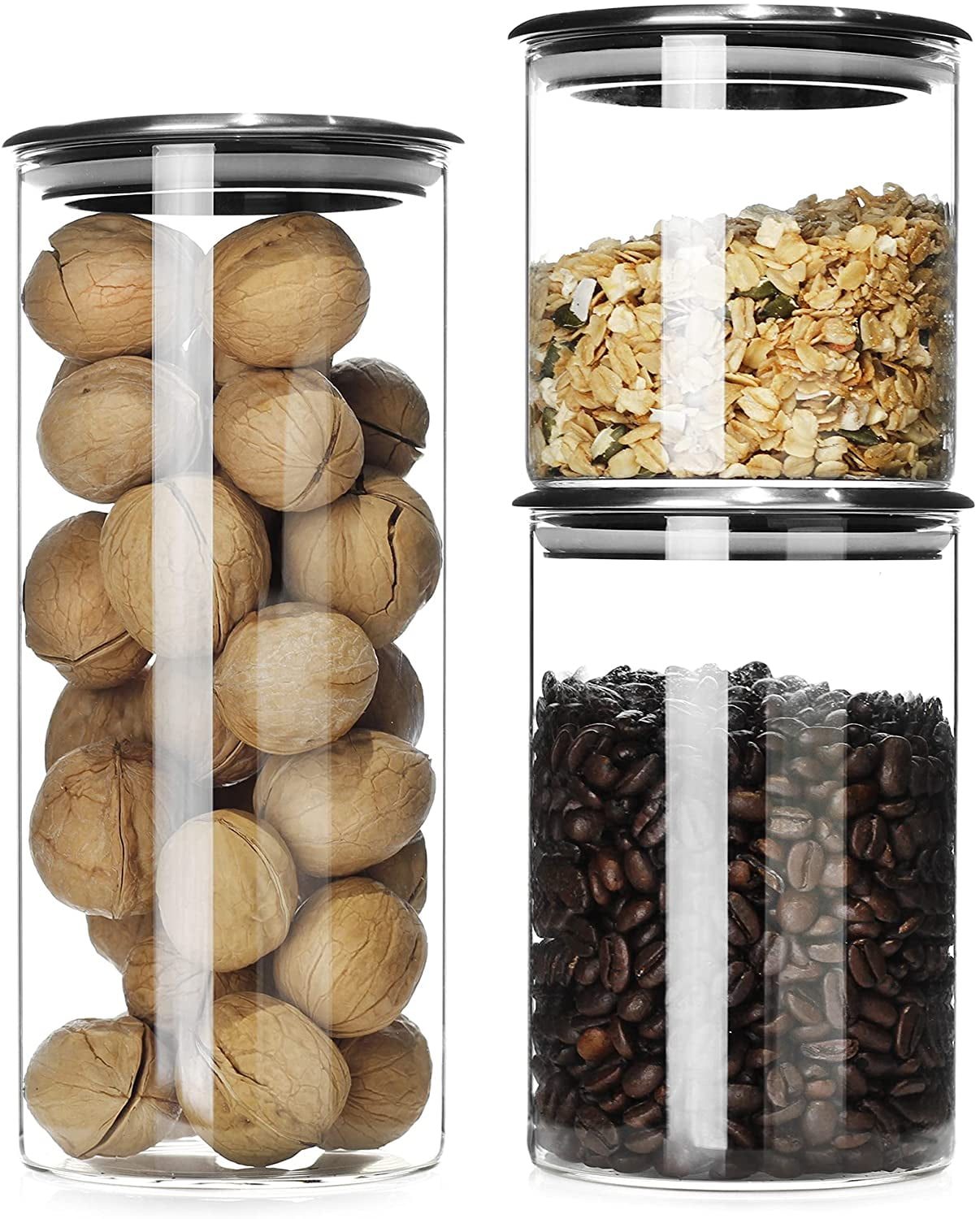Food Preserve Preserving Jar Set 1L Pack Of 3 Heart Design Glass Storage 