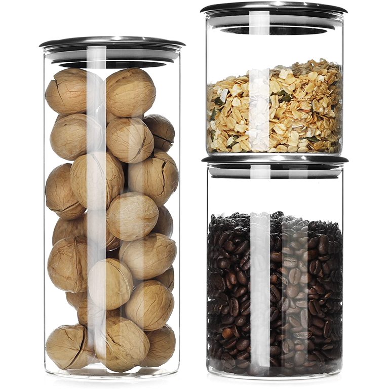 Glass food storage containers set - stainless steel lid