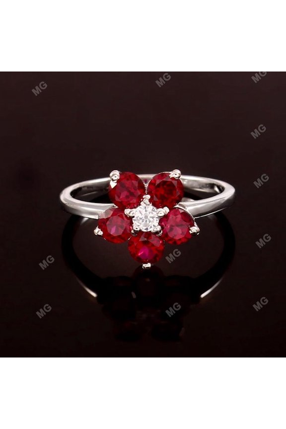 Pink Tourmaline Flower Ring Sterling Silver Stackable Gemstone Promise Ring Halo Art Deco Ring Women Anniversary Birthday Valentine Gift Her