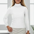 thumbnail image 2 of RMGVDSD Women's Turtleneck Long Sleeve Sweaters Autumn Winter Casual Basic Thermal Underwear Tops Solid Color Sweater Cute Soft Knit Tops /White, 2 of 9