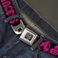 thumbnail image 2 of Buckle-Down Belt, Seatbelt Buckle Belt, Punk Princess Black Fuchsia, 34 to 52 Inches, 2 of 9