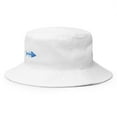 thumbnail image 2 of Clishirt Adult Unisex Embroidered Aqua Blue Fish Cotton White Bucket Hat, 2 of 4