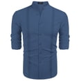 thumbnail image 4 of COOFANDY Men's Long Sleeve Cuban Guayabera Shirt Relax Fit Casual Summer Beach Button Down Shirts, 4 of 6
