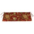 thumbnail image 3 of Jordan Manufacturing 48" x 18" Alberta Salsa Red Floral Rectangular Outdoor Bench Cushion with Ties, 3 of 11