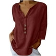 thumbnail image 5 of ZyeKqe Womens Summer 3/4 Sleeve Shirts Solid V Neck Blouses Lightweight Casual Comfy Tunic Tops, 5 of 7