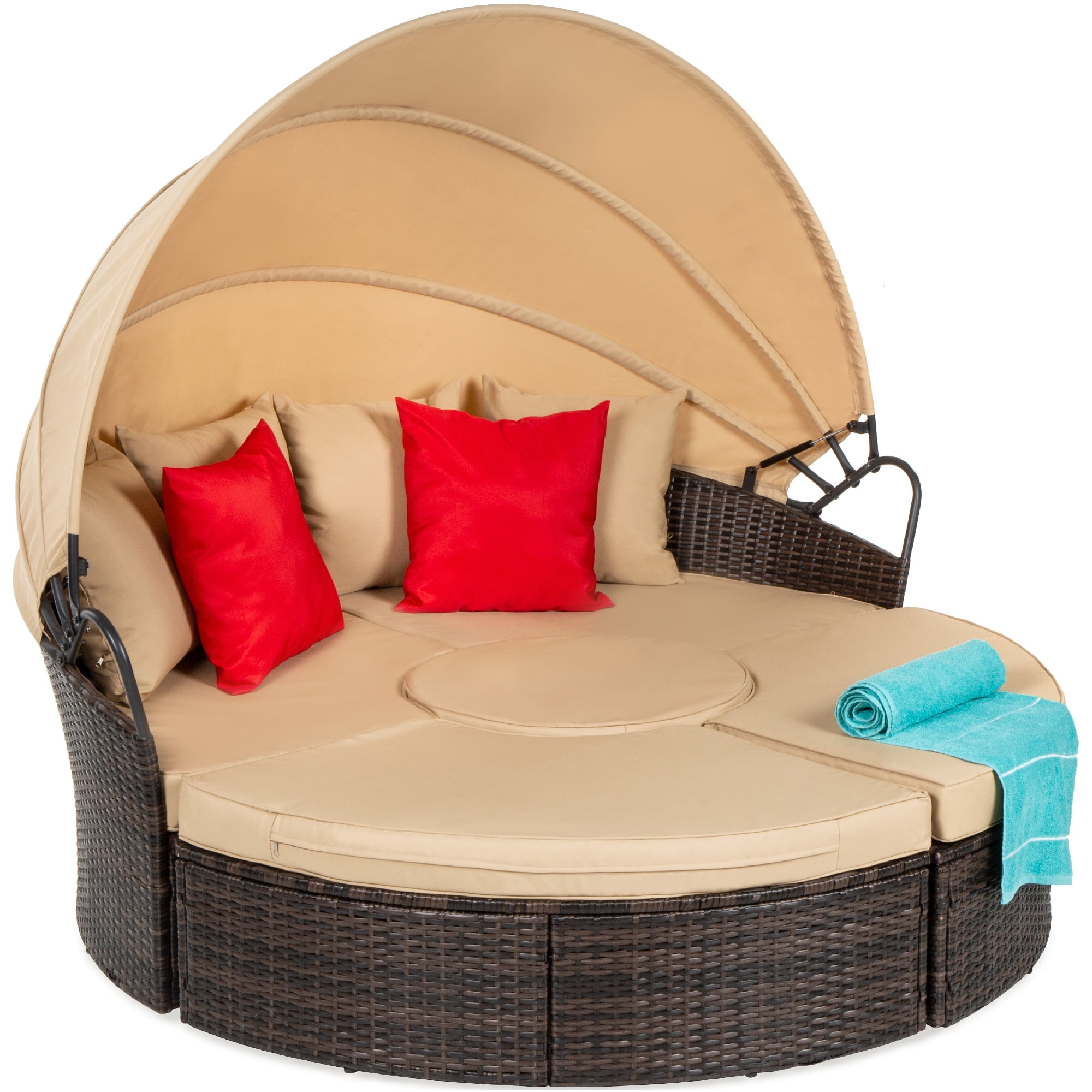 Best Choice Products 5Piece Outdoor Modular Patio Wicker Daybed