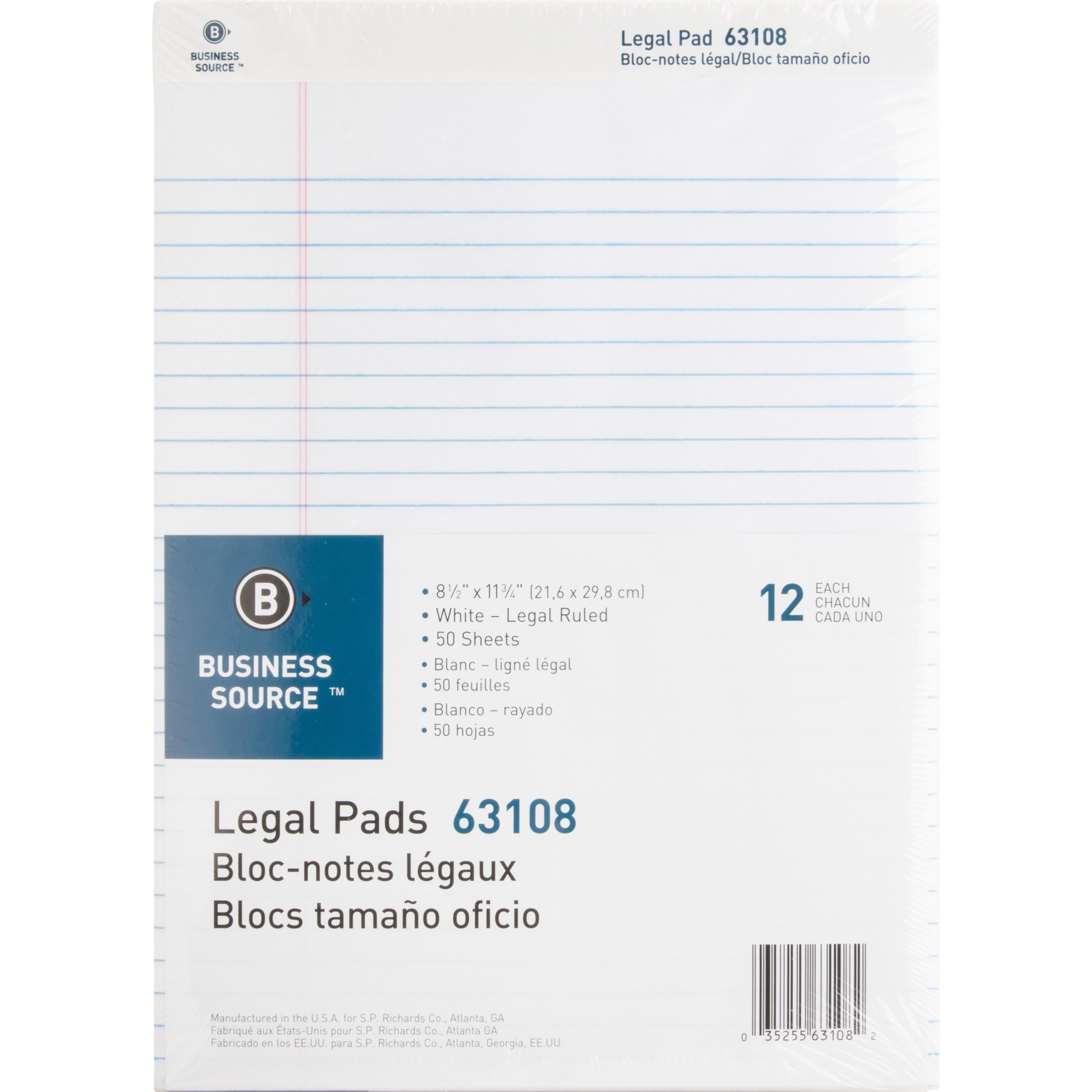 Business Source, BSN63108, Micro-Perforated Legal Ruled Pads, 12 / Dozen
