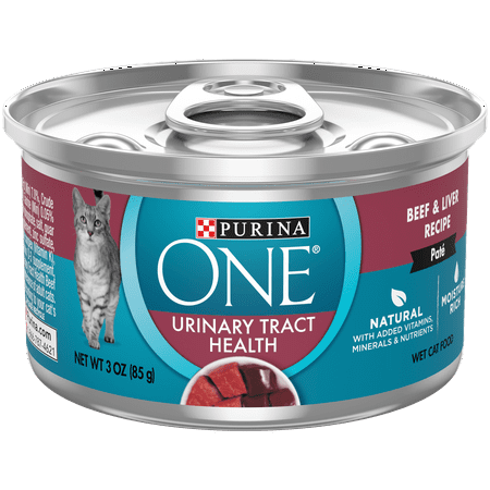 Purina ONE Urinary Tract Health, Natural Pate Wet Cat Food, Urinary Tract Health Beef & Liver Recipe - 3 oz. Pull-Top (Best Dog Food For Urinary Tract Health)