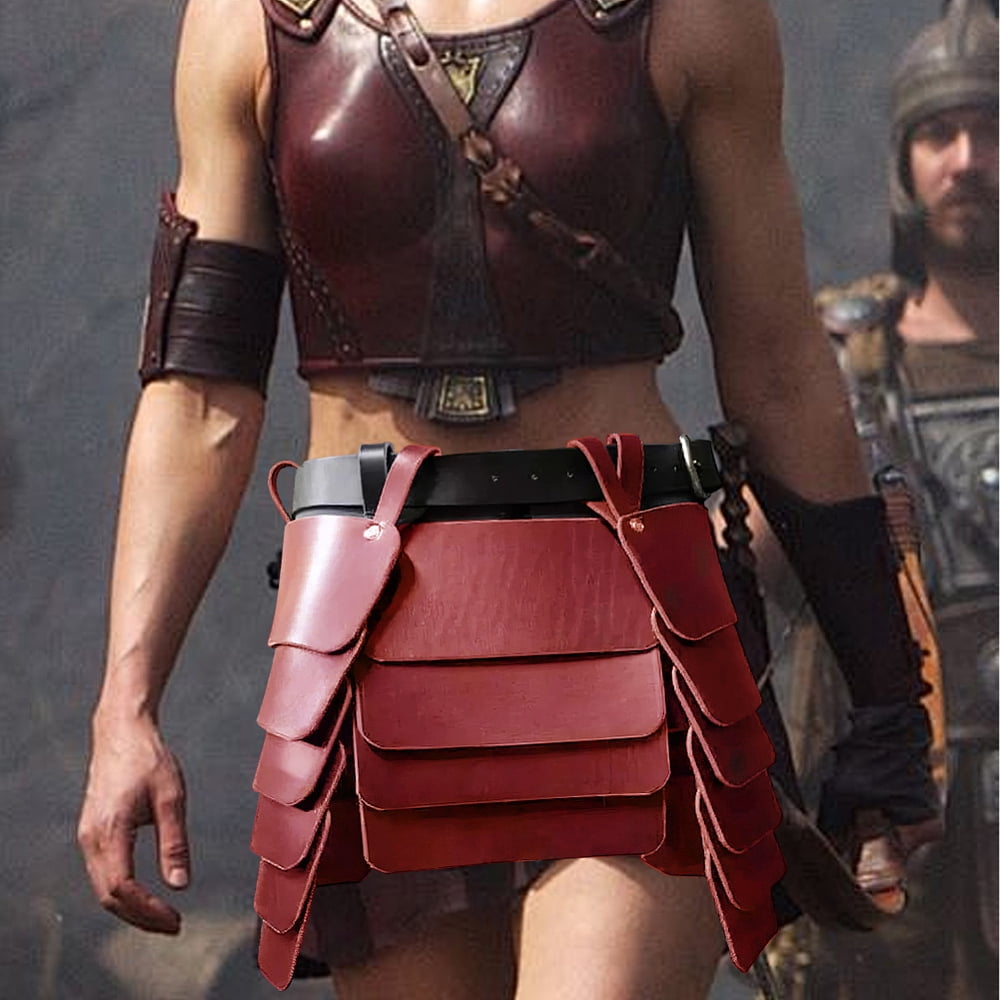 Medieval PU Leather Belt Skirt Renaissance Garment Accessoties Brown 426x245x11mm