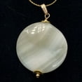 thumbnail image 3 of Hemimorphite14K Gold Filled Disc Dangle Pendant | 1 3/4" Long | Lemony Blue |, 3 of 10