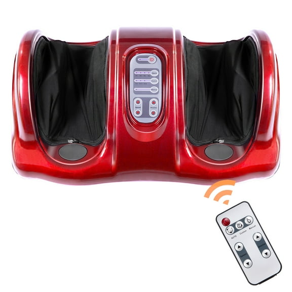 Giantex Foot Massager Machine, Electric Therapeutic Shiatsu Foot Calf Massager w/Kneading & Rolling for Foot & Ankle Pain, Red
