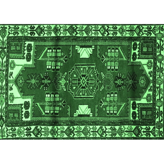 Ahgly Company Indoor Rectangle Persian Emerald Green Traditional Area Rugs, 8' x 12'