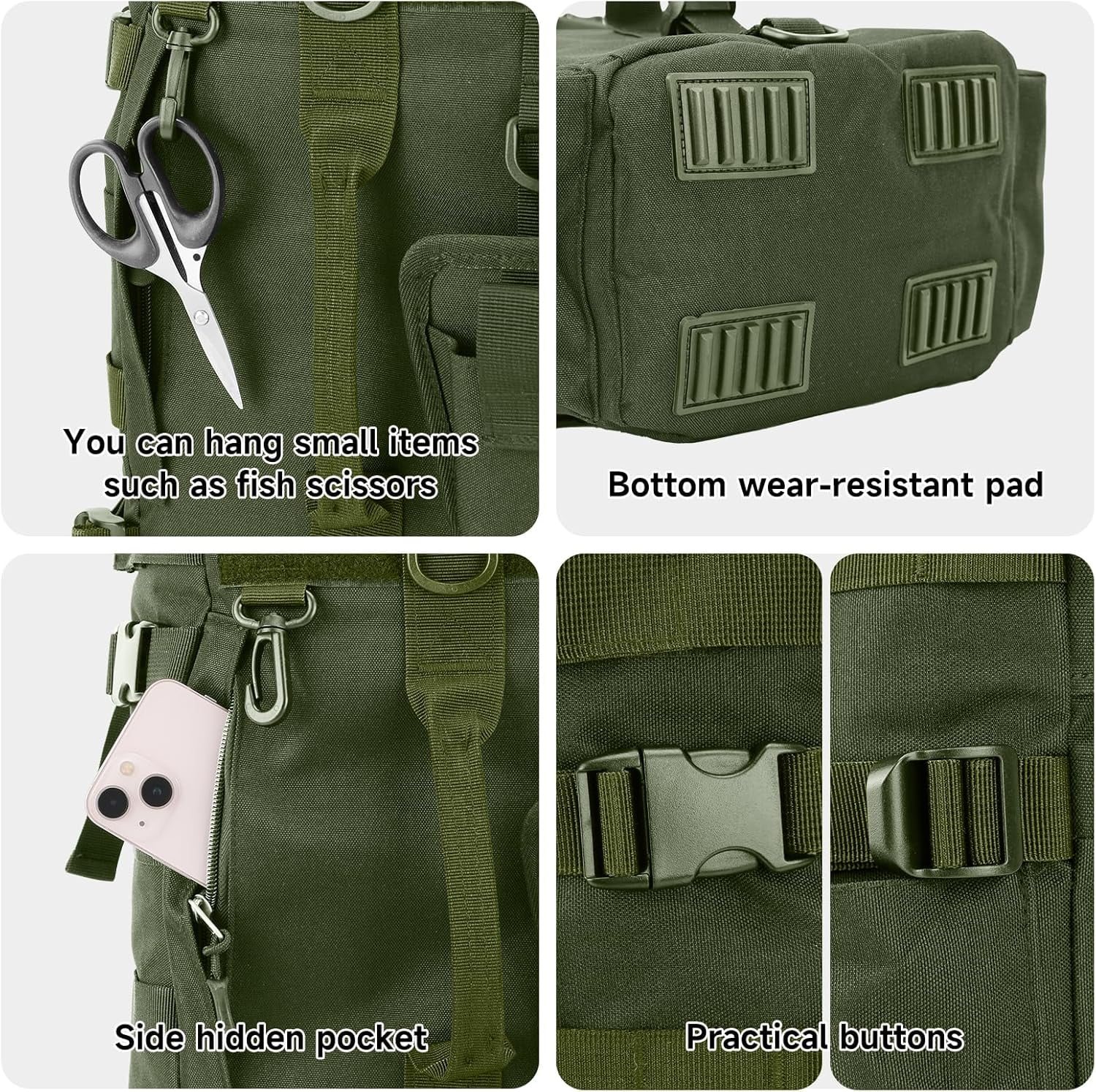 Fishing Backpack with Rod Holder, Water-Resistant Fishing Tackle Backpack, Hiking backpack, Bag Sling Tackle Storage Backpack, Lightweight Fishing Gear Bag for Hiking, Camping, Kayak, Outdoor Trip