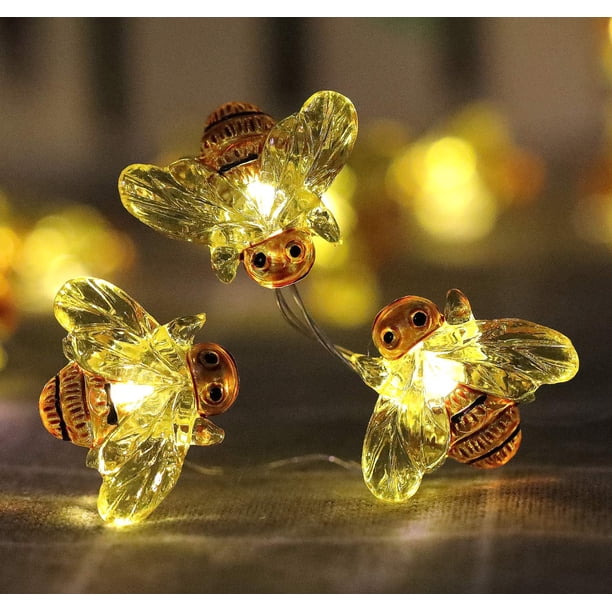 Honeybee Cadena de luces decorativas, 18,7 pies 40 LED USB enchufable alambre de cobre abeja luces de hadas para varios proyectos decoración (blanco cálido, control remoto con temporizador)