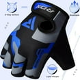 thumbnail image 3 of RDX Fingerless Weight Lifting Gloves Gym Workout Gloves for Men Bodybuilding Breathable Powerlifting Wrist Support Padded Palm Training Exercise, Blue, L, 3 of 8