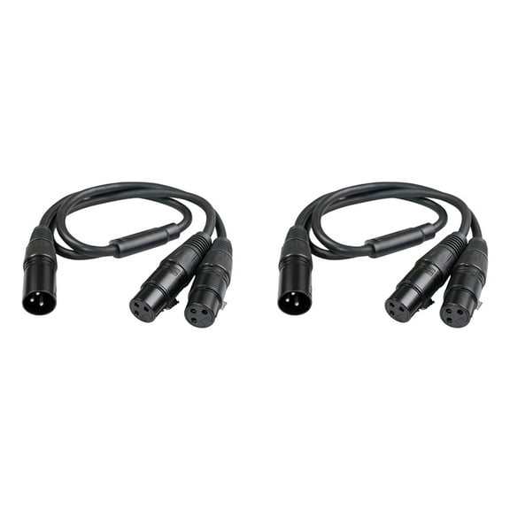 2X XLR Y-Splitter Cable, XLR Male to Dual XLR Female Mic Combiner Y Cord Balanced Microphone Adaptor Patch Cable - 50cm