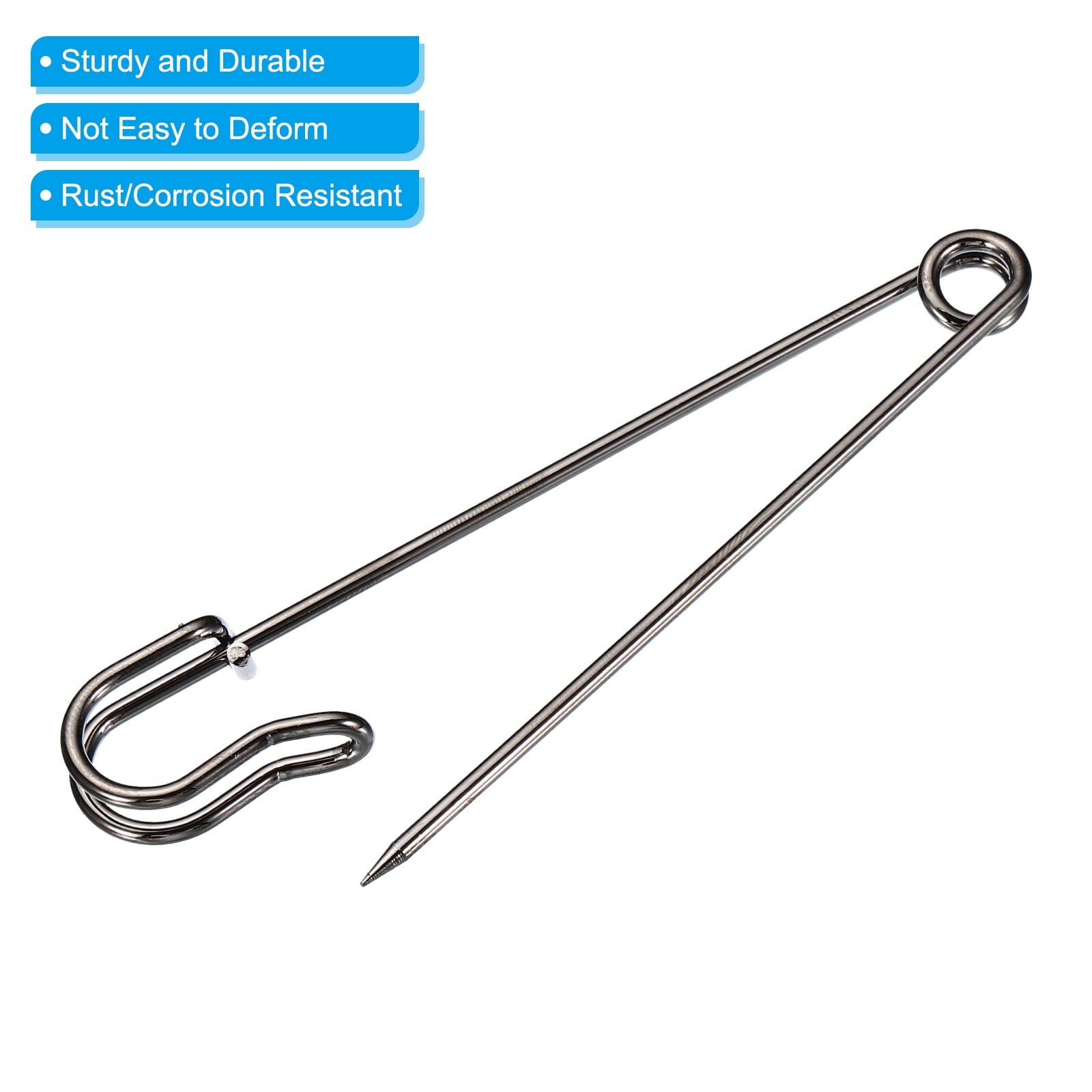 Unique Bargains Safety Pins for Sewing Skirts Crafts Brooch Making Black 3.94"