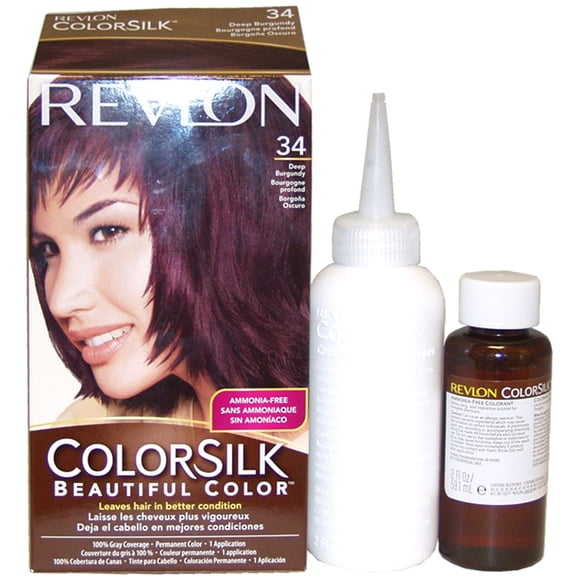 Colorsilk Beautiful Color Revlon 34 Borgoña intenso 1 aplicación de color de cabello