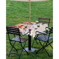 thumbnail image 4 of Fsddascl Modern Flowers Outdoor Tablecloth - 54x54 Inch Square Dining Table Cover, Orange Red Purple Pastoral Pastel Florals Waterproof Outdoor Table Cloth with Umbrella Hole & Zipper for Patio, 4 of 7