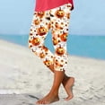thumbnail image 2 of NSLGXD Womens Cropped Leggings Halloween Pumpkin & Bat Print No Front Seam Slim Fit Workout Yoga Capris S-3XL, 2 of 6