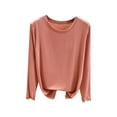 thumbnail image 5 of Womens Long Sleeve Undershirts 2026 Spring Lettuce Trim Base Layer Tops Crew Neck Underwear Top Lounge Homewear, 5 of 8